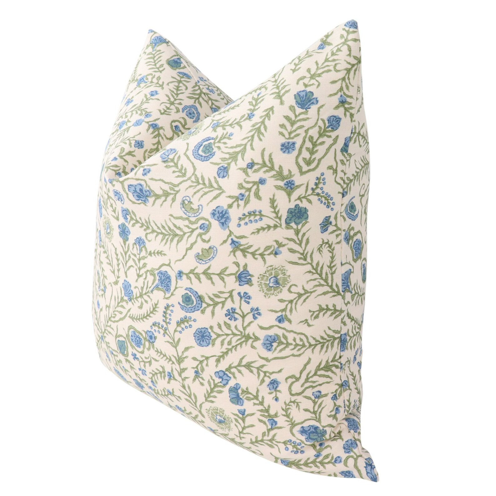 Bennison Cinnabar Pillow Cover in Green Blue on Oyster // Designer Pillow Cover // High End Pillo... | Etsy (US)