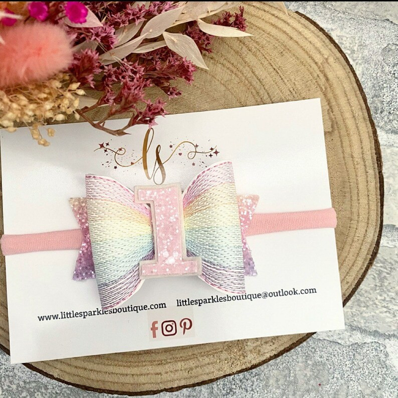 Birthday Bow, First Birthday, Rainbow Birthday Bow,cake Smash Prop, Pink Hair Bow, Pink Glitter B... | Etsy (US)