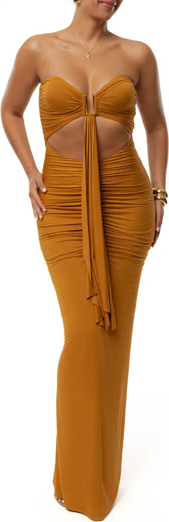 JLUXLABEL Drape Cutout Strapless Body-Con Maxi Cocktail Dress | Nordstrom | Nordstrom