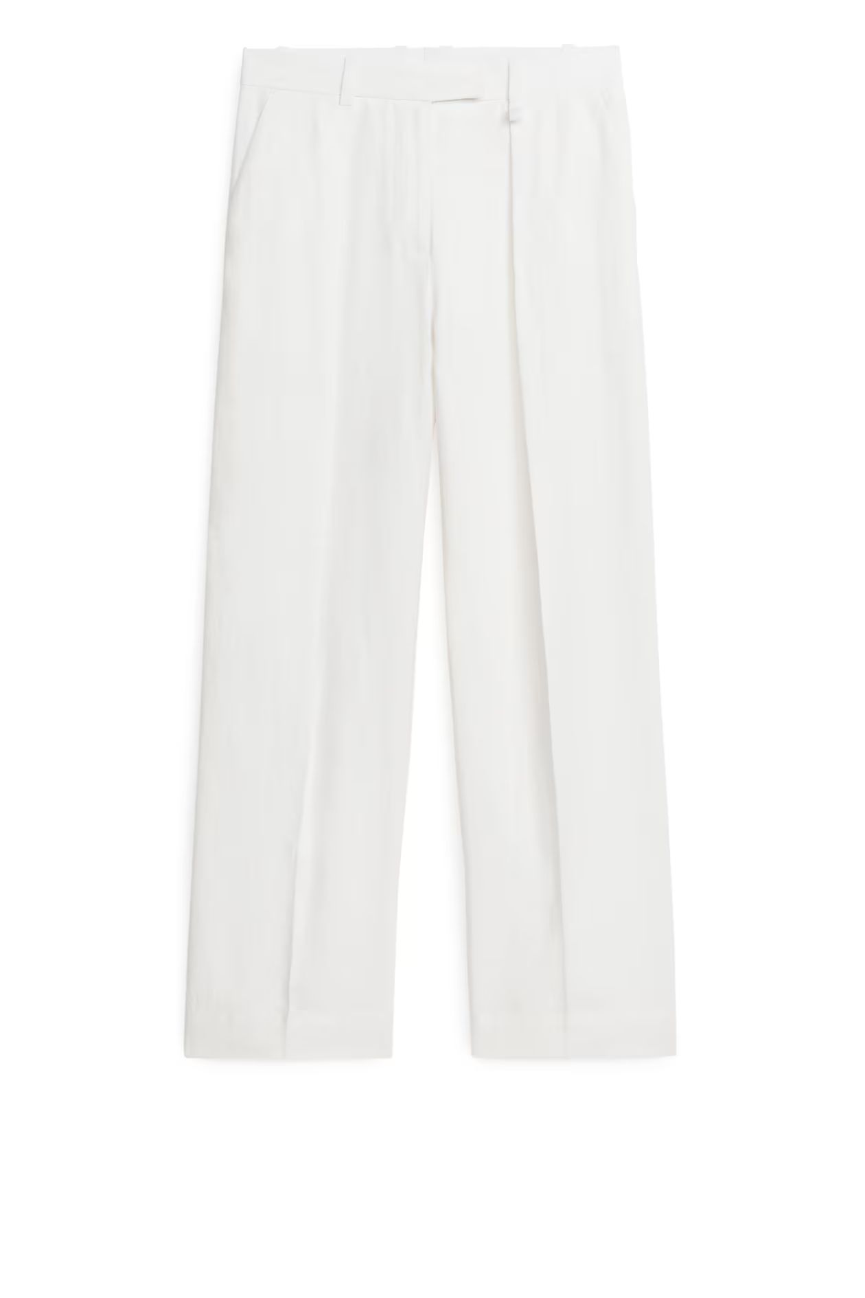 Linen Trousers - High waist - White - Ladies | H&M GB | H&M (UK, MY, IN, SG, PH, TW, HK)