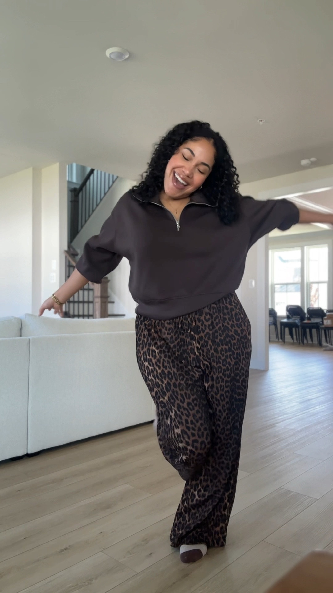 These $19.99 H&M leopard pants are  so lightweight, flowy, and easy to throw on but still look put together. I sized up to an XL for that extra baggy, relaxed fit and I’m obsessed with how they drape.

They’re thin enough for summer (pair with a tank or tee) but still cozy enough for inside when the AC is doing the most. And they come in multiple colors so you already know I’m going back for more.

Paired them with this Old Navy half zip for an easy, elevated casual look. This is one of those “I didn’t try but I look cute” outfits.

#ltkstyle #ltkfinds #hmstyle #oldnavystyle #comfyoutfits #casualstyle #widelegpants

#LTKSaleAlert #LTKootd