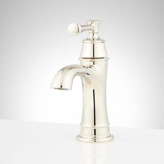 Beasley Single Handle Mid Arc Single Hole Bathroom Faucet with Spot Resistant in Polished Nickel | The Home Depot