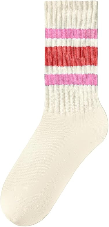 Century Star Retro Striped Novelty Socks For Women Vintage Casual Crew Socks Sporty Calf Socks Co... | Amazon (US)