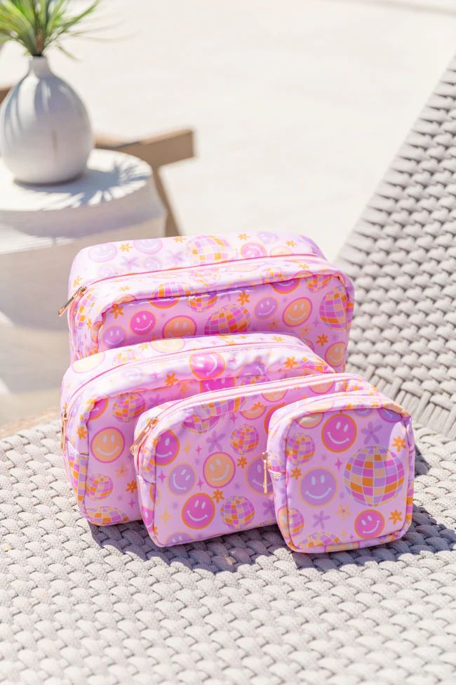 4 Piece Cosmetic Bags Set In Disco Delight DOORBUSTER | Pink Lily