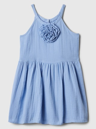 babyGap Gauze Sleeveless Rosette Dress | Gap Factory
