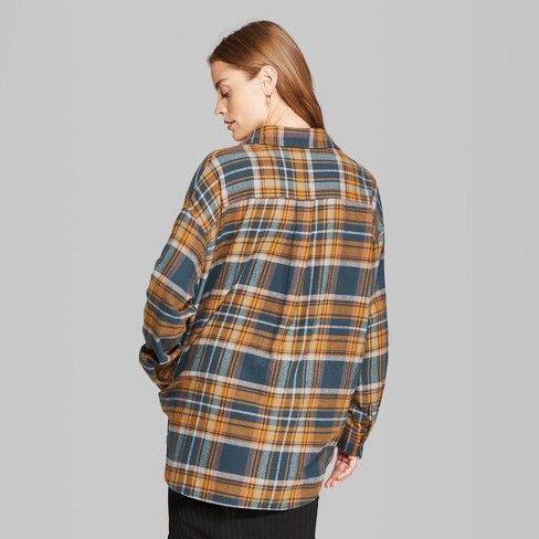 Women's Plaid Long Sleeve Oversized Button-Down Flannel Shirt - Wild Fable™ | Target