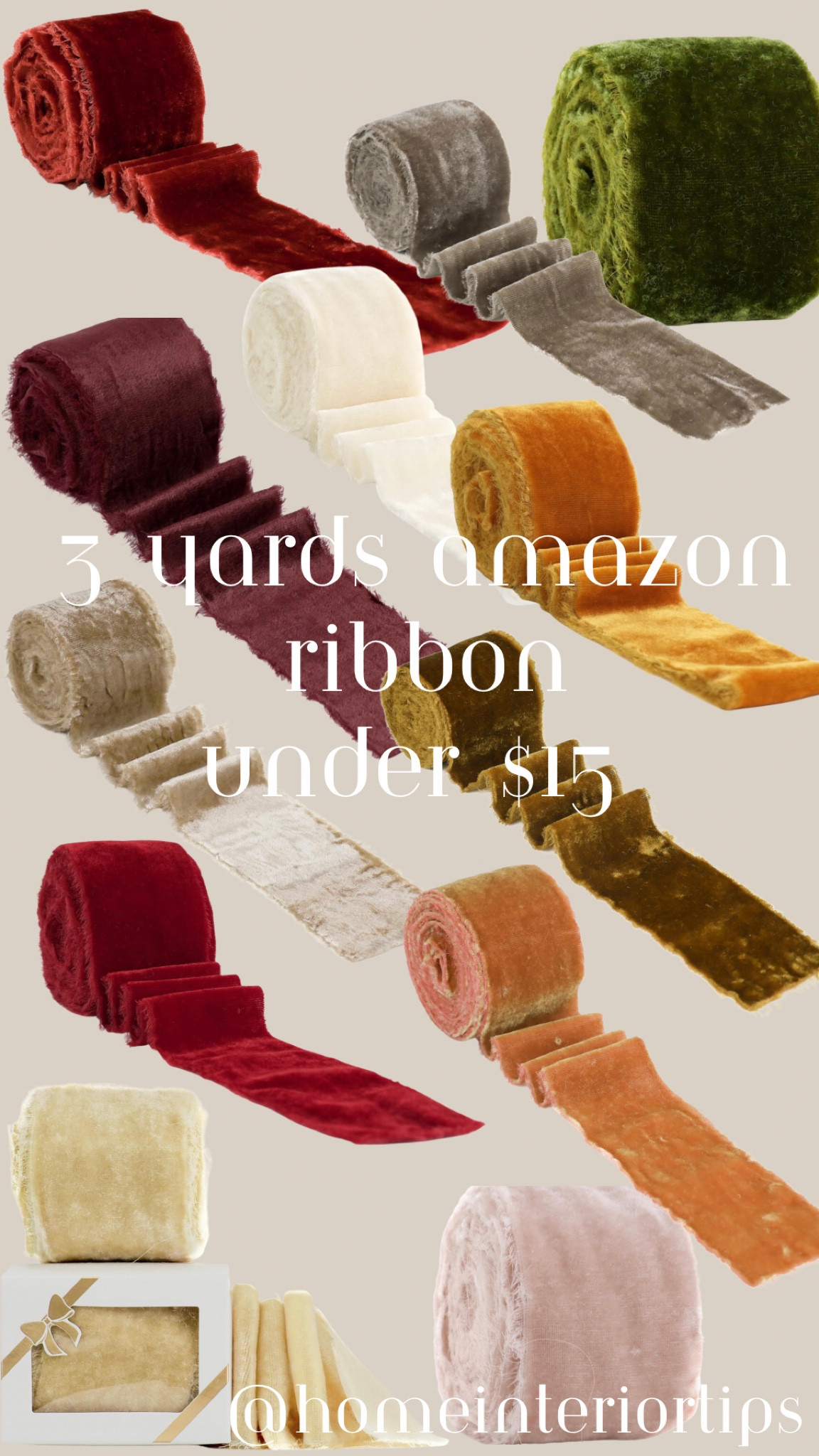3 yards of 2 inch wide ribbon under $15.  

#LTKSeasonal #LTKhome #LTKHoliday