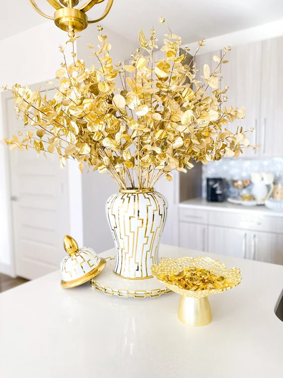 Gold Foil Stems Gold Eucalyptus Stems Gold Leaf Stems Gold - Etsy | Etsy (US)