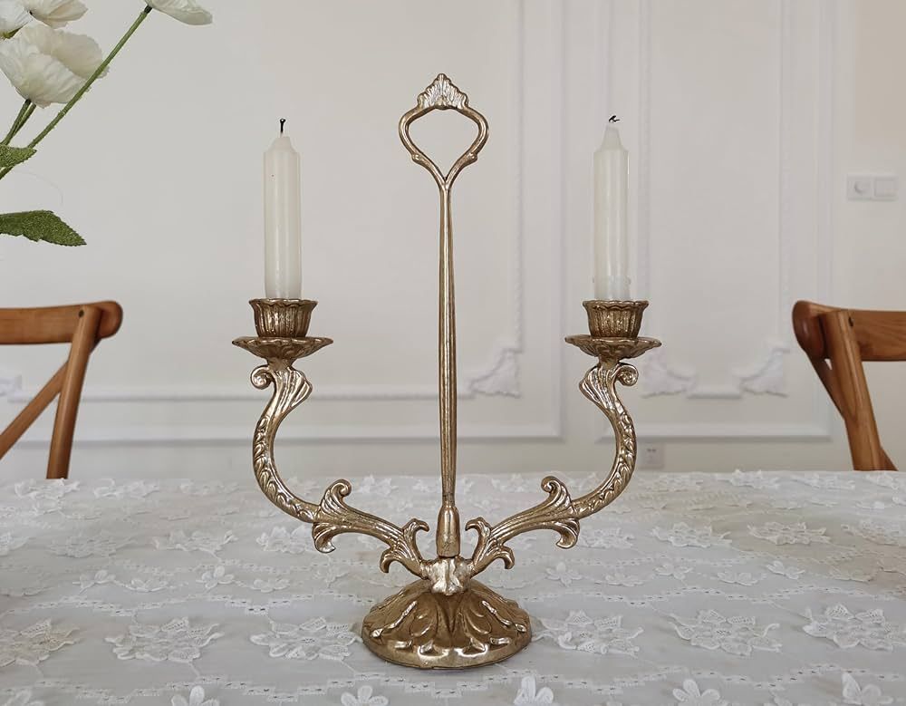 Taper Candle Holder with Handle - Vintage Iron Candle Holder Candlesticks Holder, Vintage Candela... | Amazon (US)