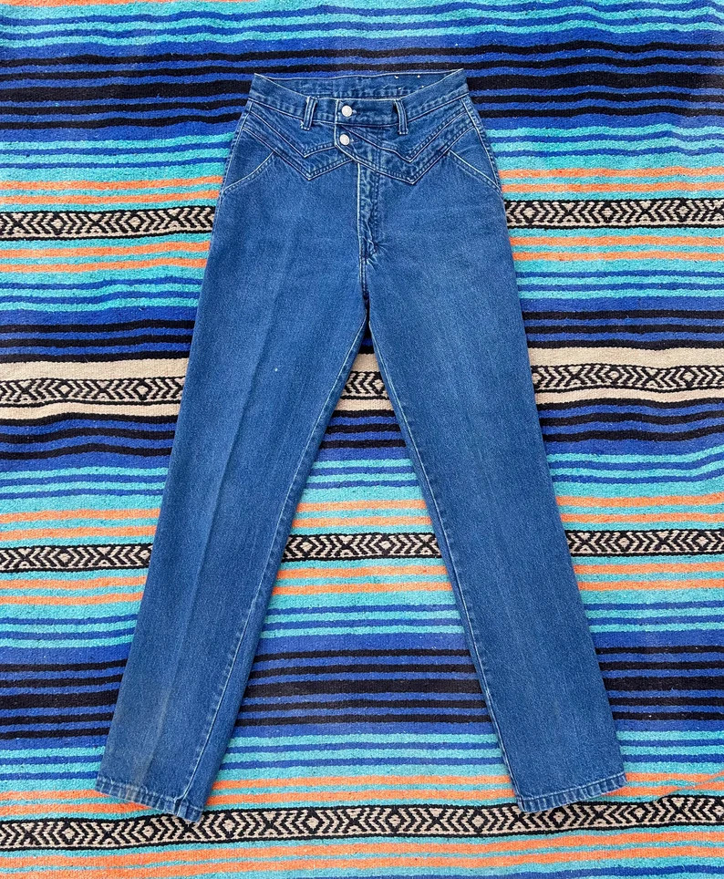 Vintage 1990s Jewells Classic Bareback Jeans, 29 Waist, 12.5 Rise, High Waisted Western Cowgirl J... | Etsy (US)