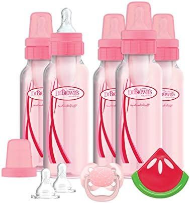 Dr. Brown's Natural Flow Anti-Colic Baby Bottle Newborn Gift Set with Level 2 Nipples, Soothing W... | Amazon (US)
