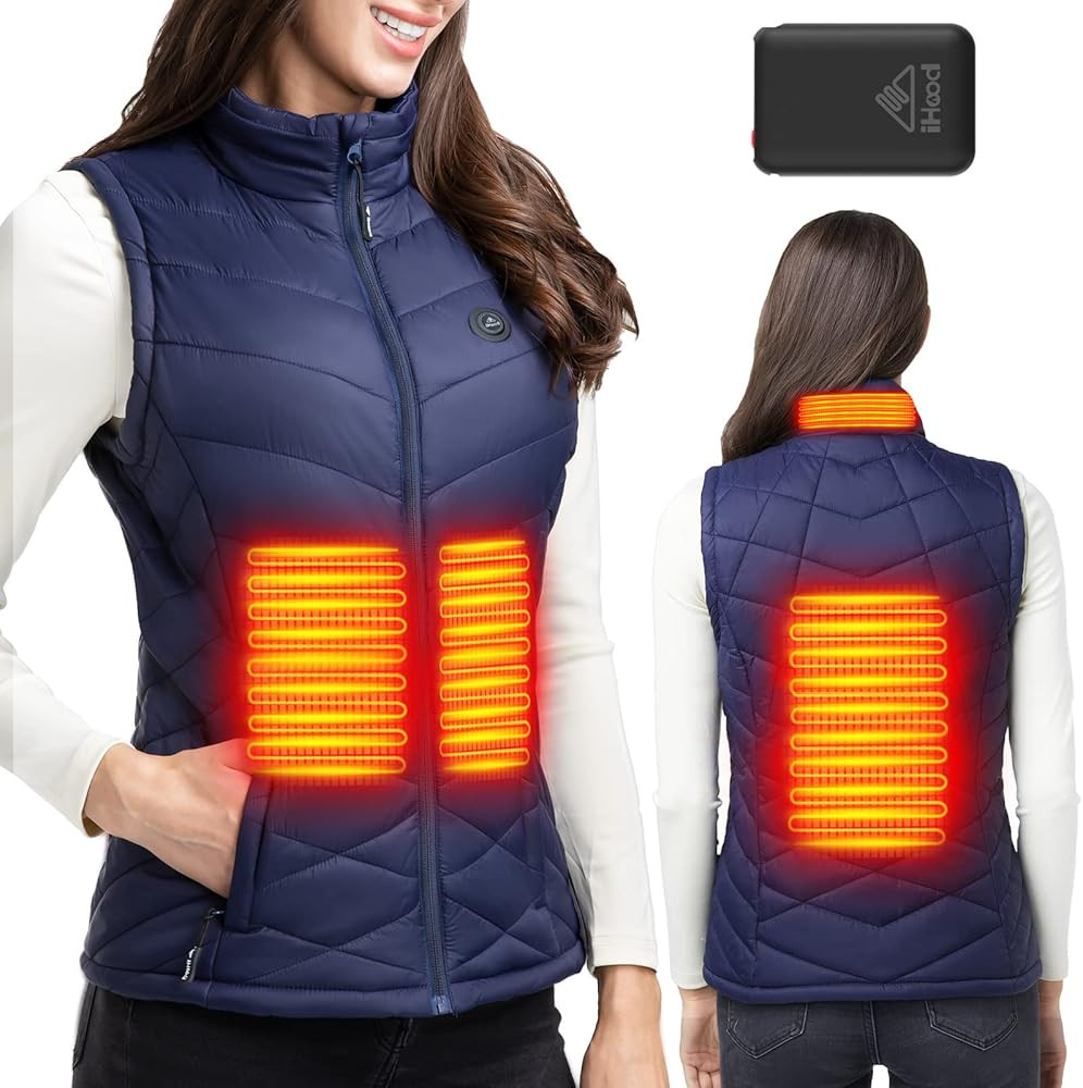 iHood Heated Vest Women with 7.4V battery Pack, Lightweight Electric Stand Collar Heated Vest for Wo | Amazon (US)