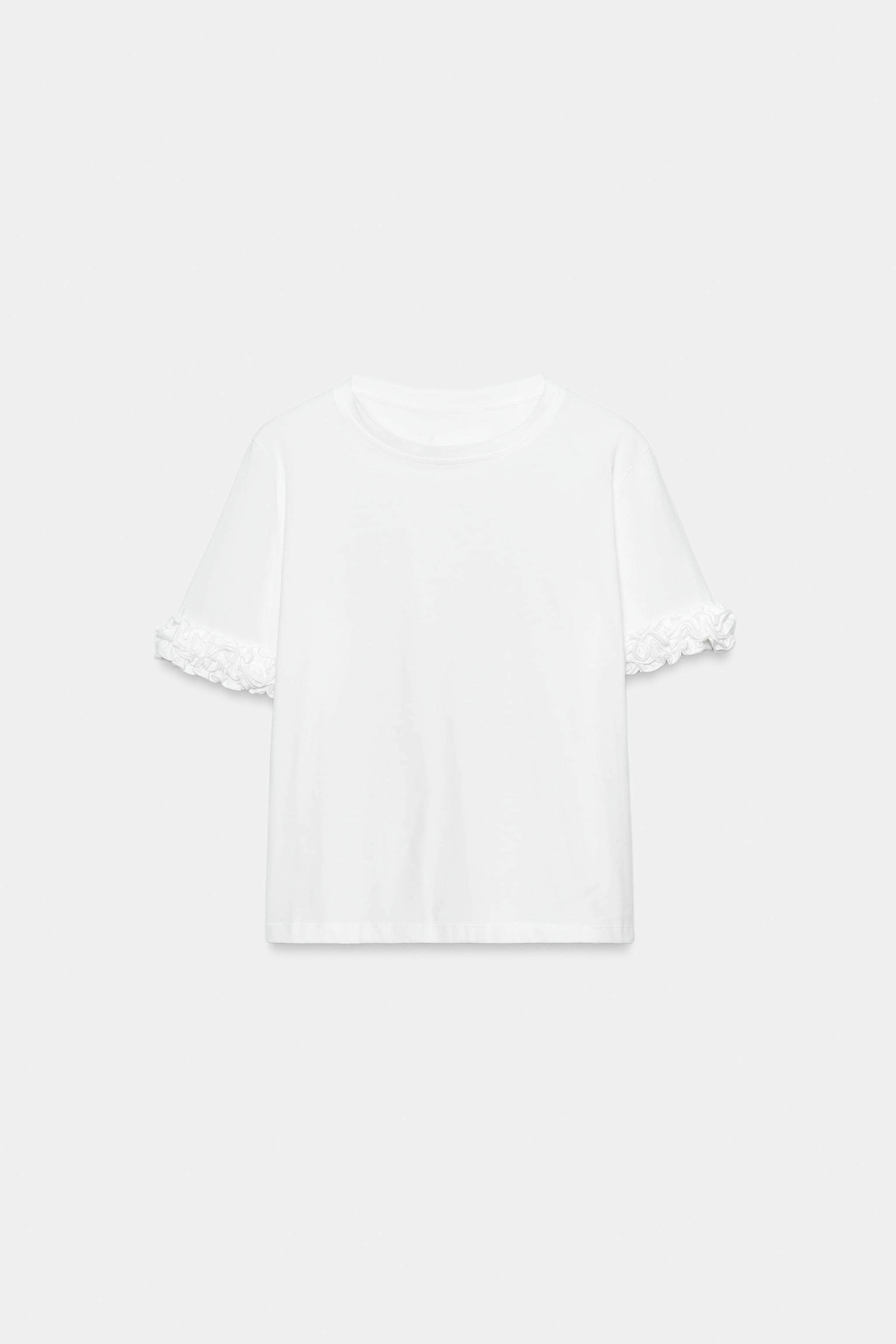 RUFFLED SLEEVE T-SHIRT | Zara US