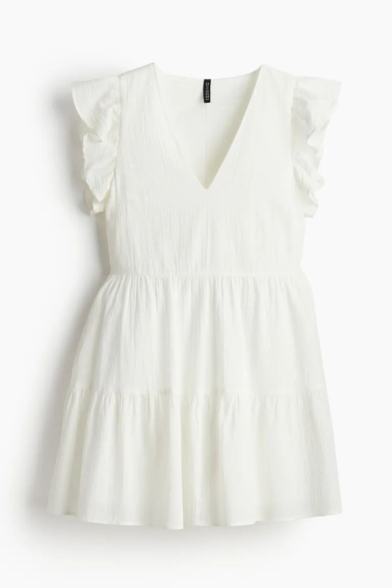 Flutter-sleeved Easy-wear Dress - Cream - Ladies | H&M US | H&M (US + CA)