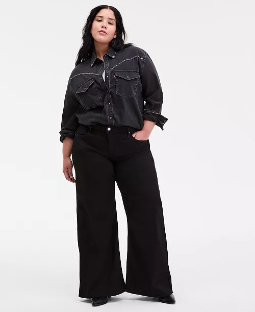 Plus Size Mid Rise 318 Shaping Wide-Leg Jeans | Macy's