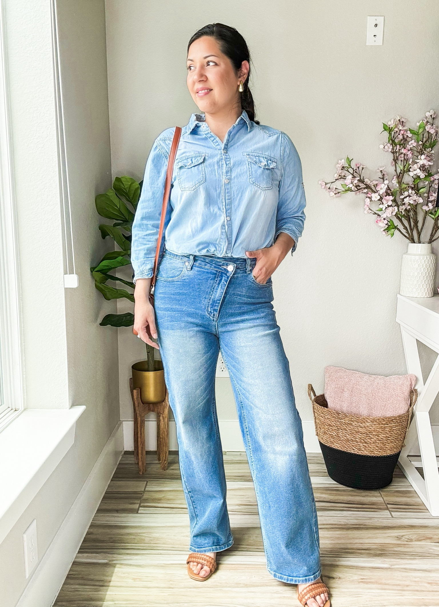 Minimalist Denim on Denim Look! I’m wearing size 6 in jeans. They run slightly bigger. Made with soft stretchy denim. I’m 5’4” 146lbs 3 months postpartum. Thank you for shopping with me. Stay blessed!

#LTKOver40 #LTKStyleTip #LTKU