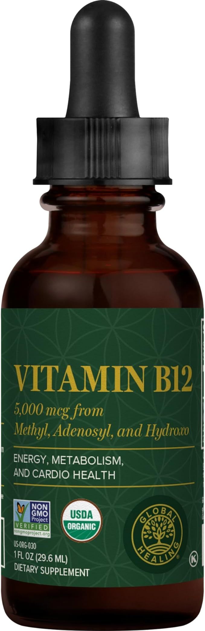 Global Healing Vitamin B12 Tri-Blend, 5000 mcg Organic Sublingual Liquid Vitamin Drops | Methylco... | Amazon (US)
