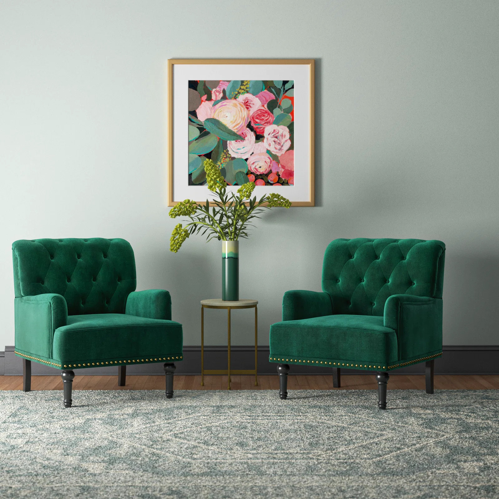 Jakub 28.5" W Velvet Tufted Polyester Armchair with Nailhead Trim Set Of 2 (Set of 2) | Wayfair North America