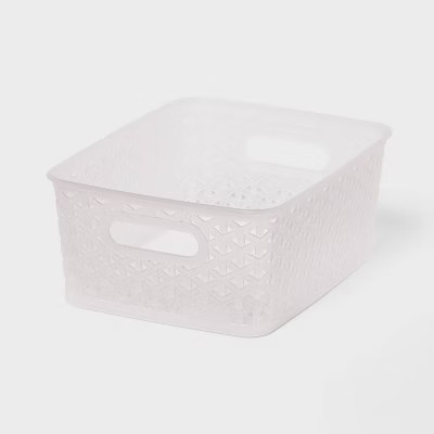 Y-Weave Small Decorative Storage Basket Translucent - Brightroom™: Portable, Plastic Bin, Clear Rectangle | Target