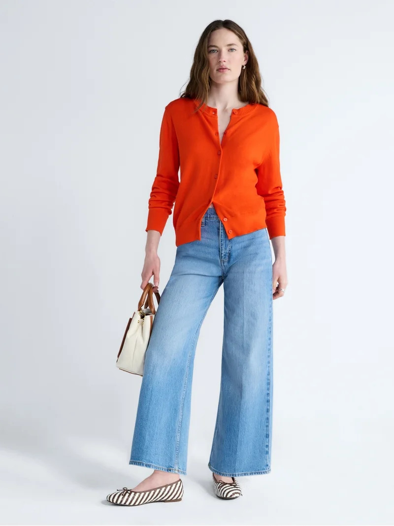 Free Assembly Women's Classic Cardigan Sweater with Long Sleeves, Lightweight, Sizes XS-4X | Walmart (US)
