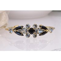 Black Evening Bracelet, Bracelet For Woman, Gold & Gray Bridal Cuff, Bridal Boho Formal Jewelry | Etsy (US)