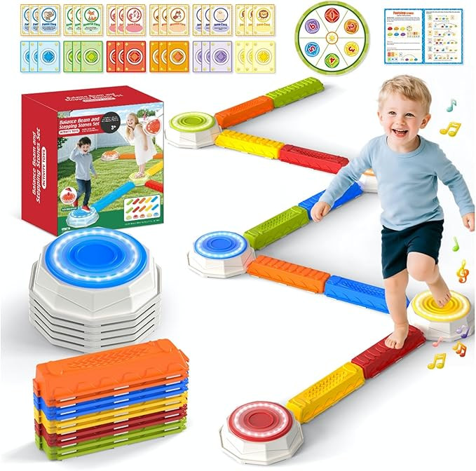 15PCS Rainbow Stepping Balance Beam Stones for Kids Toddlers - Indoor & Outdoor Sensory Toys for ... | Amazon (US)