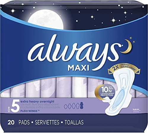 Always Extra Heavy Overnight Maxi Pads with Flexi-Wings - 20 Count | Amazon (US)