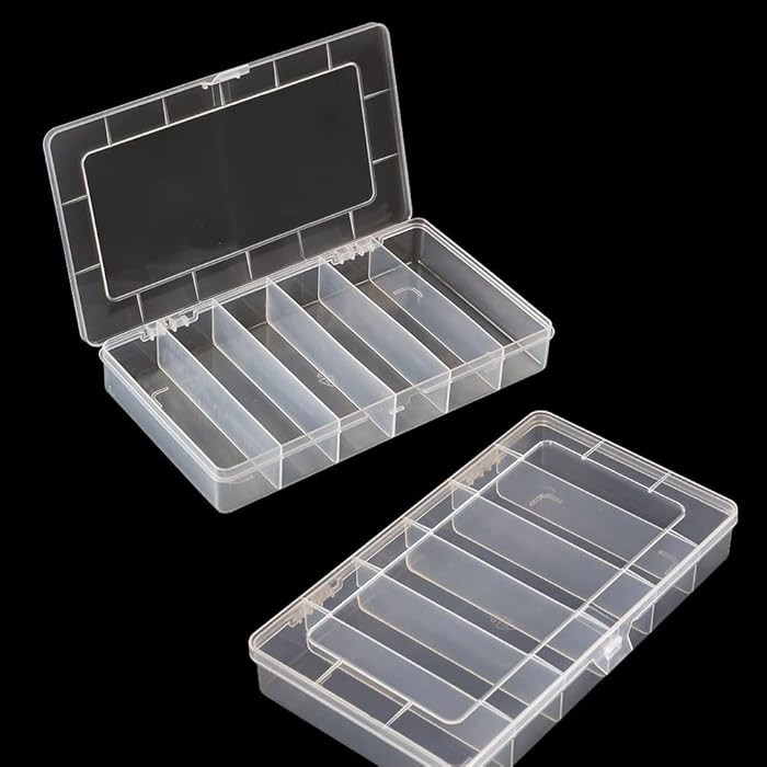 2 Pack 6 Grids Tackle Box Organizer Mascara Brushes Container Fishing Tackle Tray Box Plastic Sto... | Amazon (US)