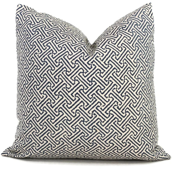 Quadrille Blue Java Java OUTDOOR Pillow Cover Square or Lumbar pillow, Toss Accent Pillow, Throw Pil | Etsy (US)