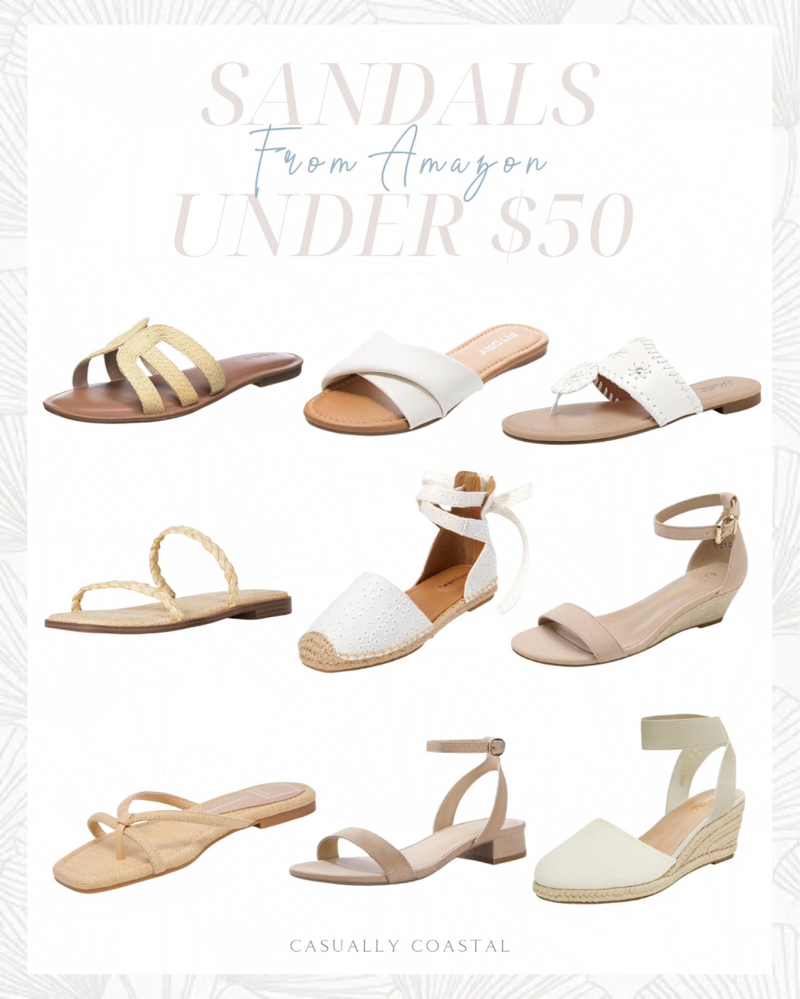 Amazon sandals, all under $50!

neutral sandals, neutral shoes, summer sandals, affordable sandals, dressy flip flops, Amazon flip flops, angle strap low wedge sandal, flat sandals, slide sandals, h-band slide sandal, ankle strap espadrilles wedge sandals, dolce vita sandals, flat espadrilles, strappy open toe sandals, square toe two strap sandals, amazon wedges, amazon espadrilles, white sandals, woven sandals, flat sandals. Beige sandals, Amazon sandals with low heel, Amazon resort wear, beach sandals, beach vacation sandals 

#LTKFindsUnder50 #LTKShoeCrush #LTKStyleTip