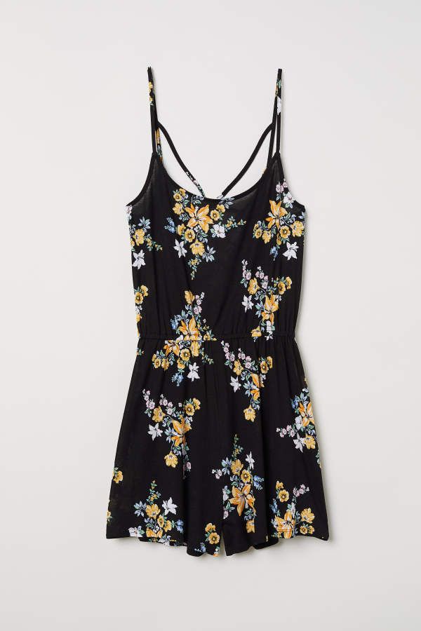 H & M - Patterned Jumpsuit - Black/floral - Women | H&M (US + CA)