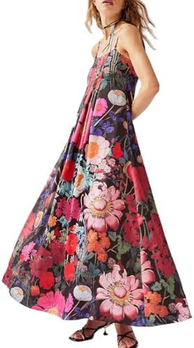 Amiblvowa Women Floral Maxi Dress Sexy Sleeveless Backless A-Line Long Flowy Dress Back Cut Out S... | Amazon (US)