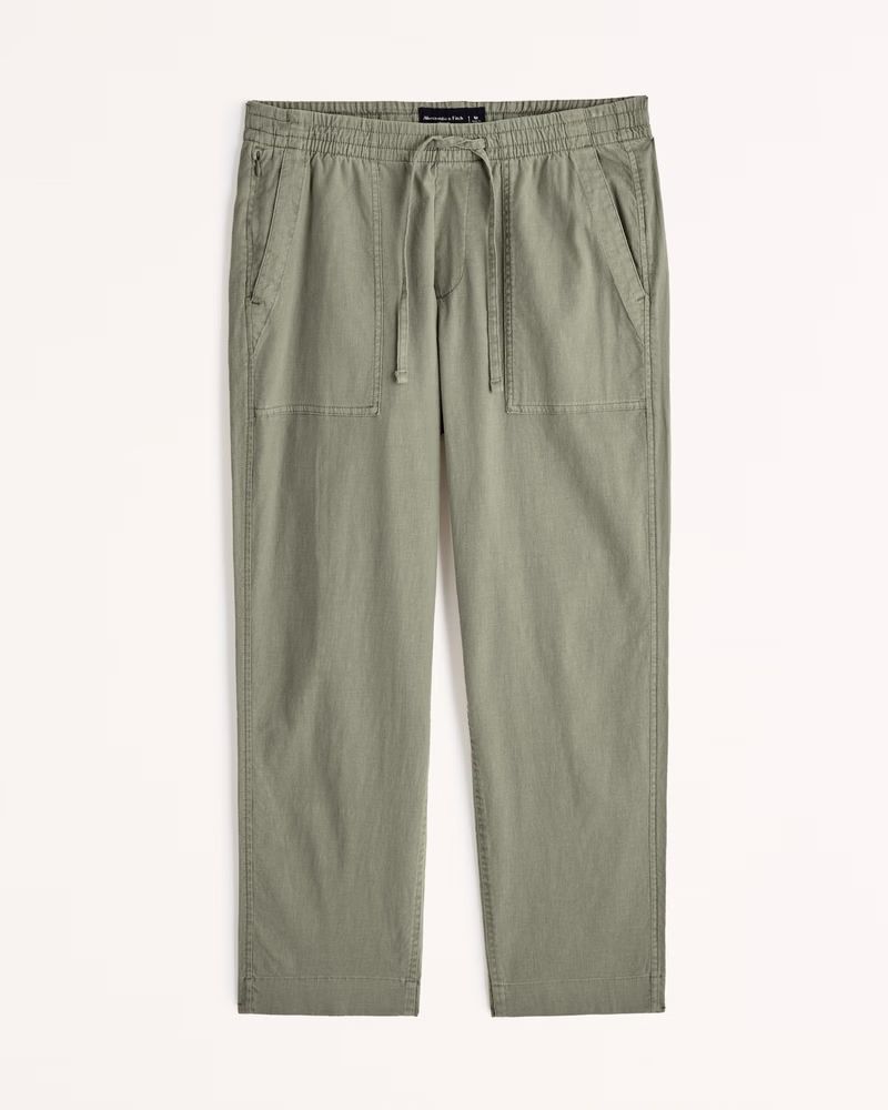 Linen-Blend Utility Pull-On Pant | Abercrombie & Fitch (US)