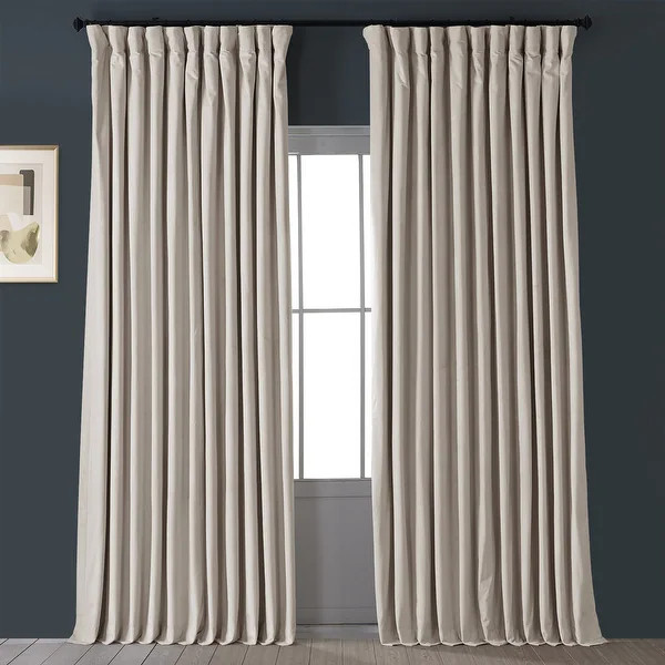 Exclusive Fabrics Ivory Velvet Blackout Extra Wide Curtain Panel - 100 x 108 - Ivory | Bed Bath & Beyond