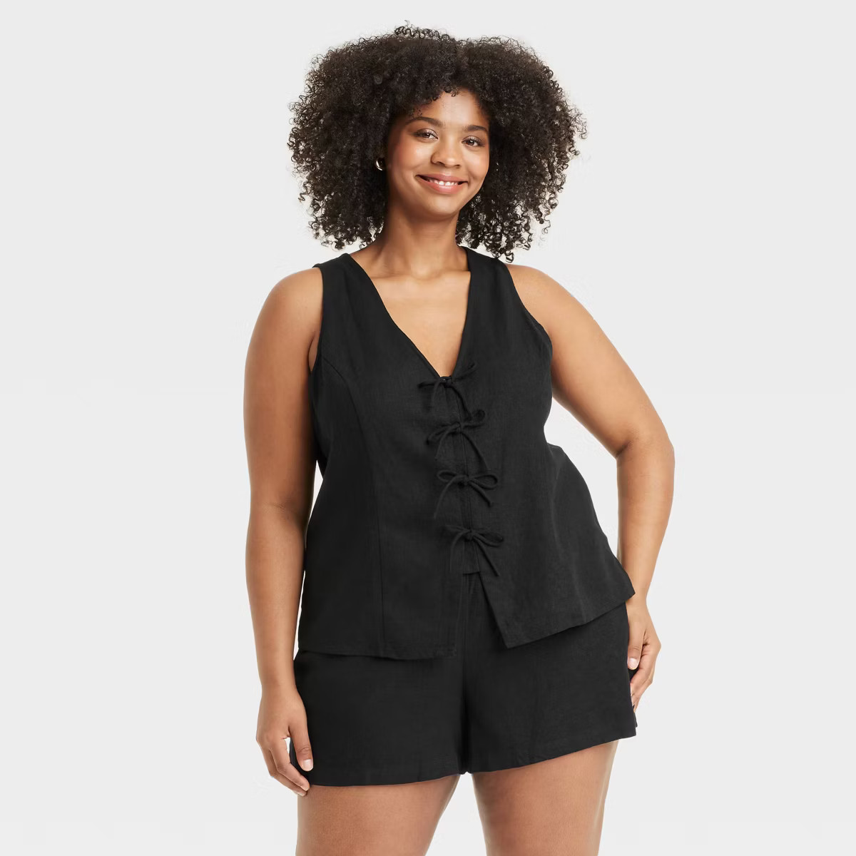 Women's Linen Tie V-Neck Blouse - A New Day™ | Target