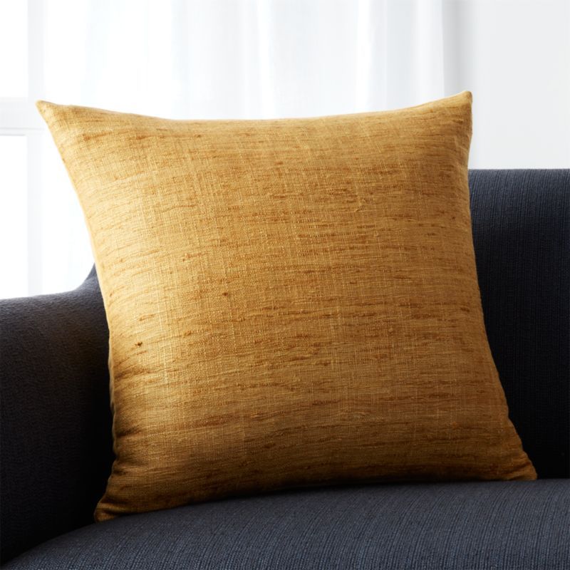 Trevino Sunflower Yellow 20" Pillow with Feather-Down Insert + Reviews | Crate and Barrel | Crate & Barrel