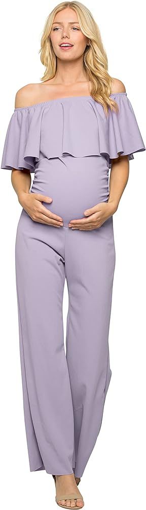 My Bump Maternity Ruffle Off Shoulder Jumpsuit (Made in USA) | Amazon (US)