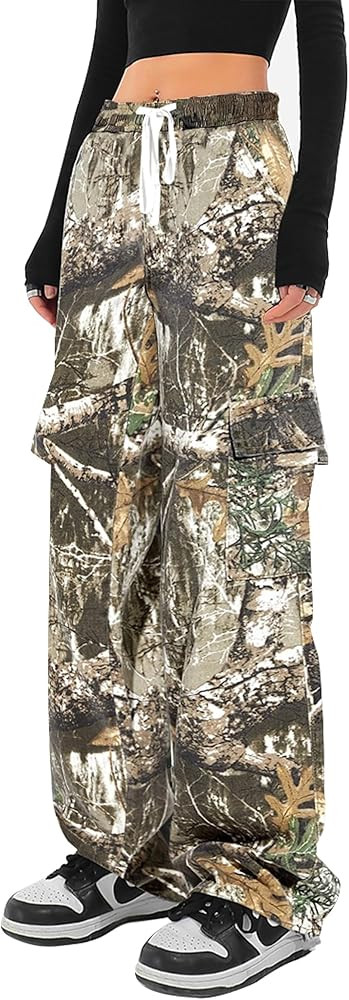 SESERAGI Cargo Pants Women Baggy Streetwear Y2K Drawstring Trousers Wide Leg Pants | Amazon (US)