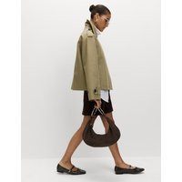 M&S Cotton Rich Asymmetric Short Trench Coat Light Khaki | Marks & Spencer (UK)