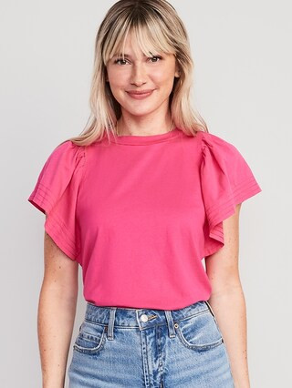 Flutter-Sleeve Paneled T-Shirt for Women | Old Navy (US)
