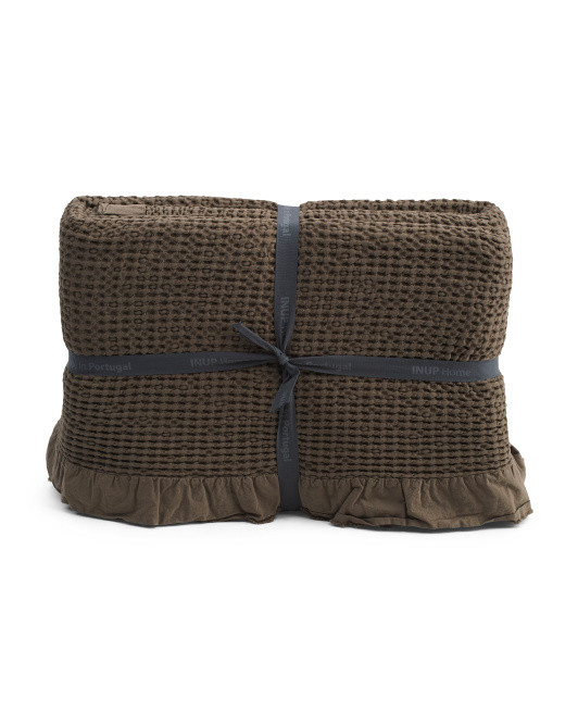 Made In Portugal Ruffled End Of Bed Blanket | TJ Maxx