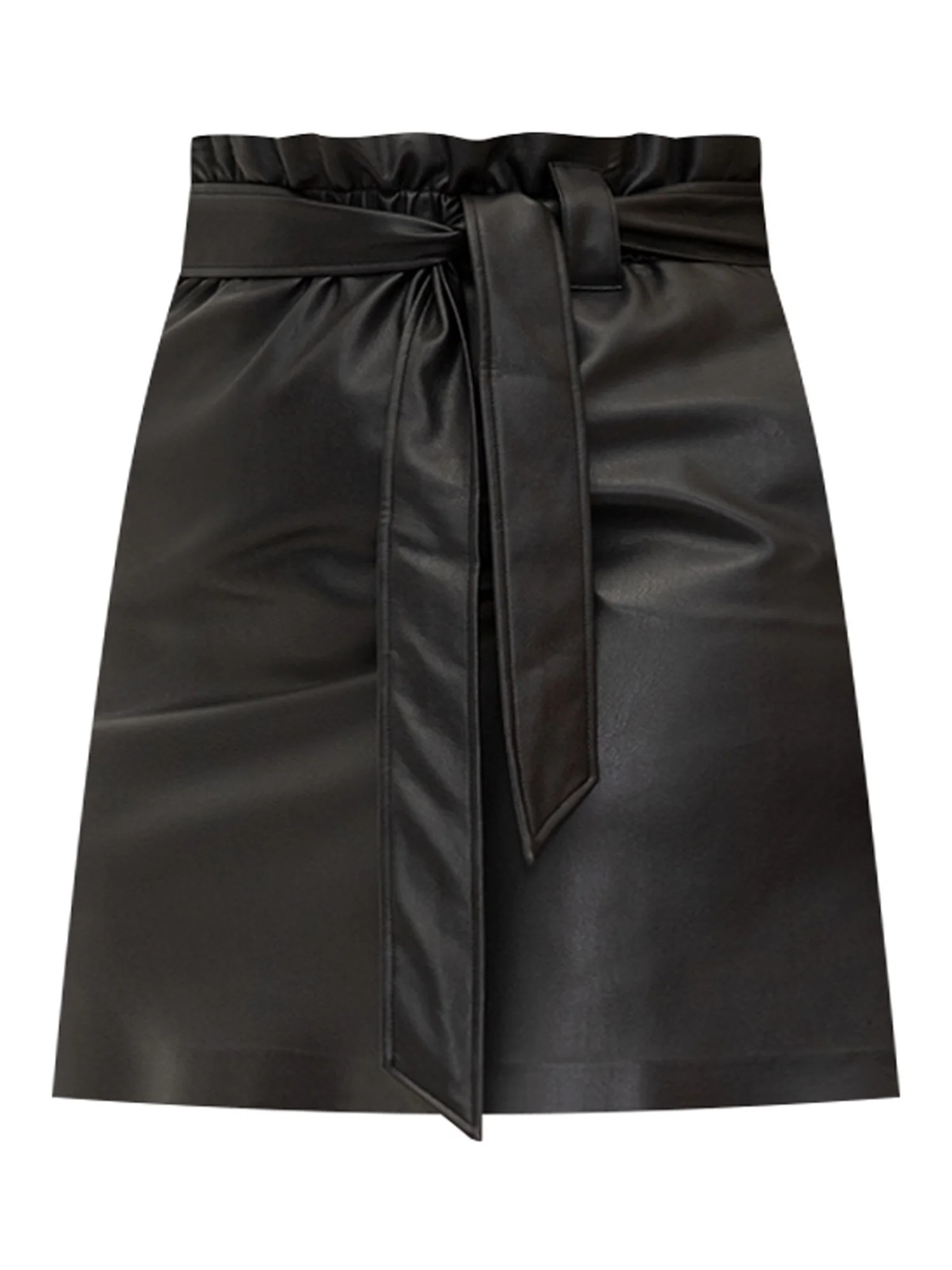 ELOQUII Elements Women's Plus Size Faux Leather Mini Skirt With Tie - Walmart.com | Walmart (US)