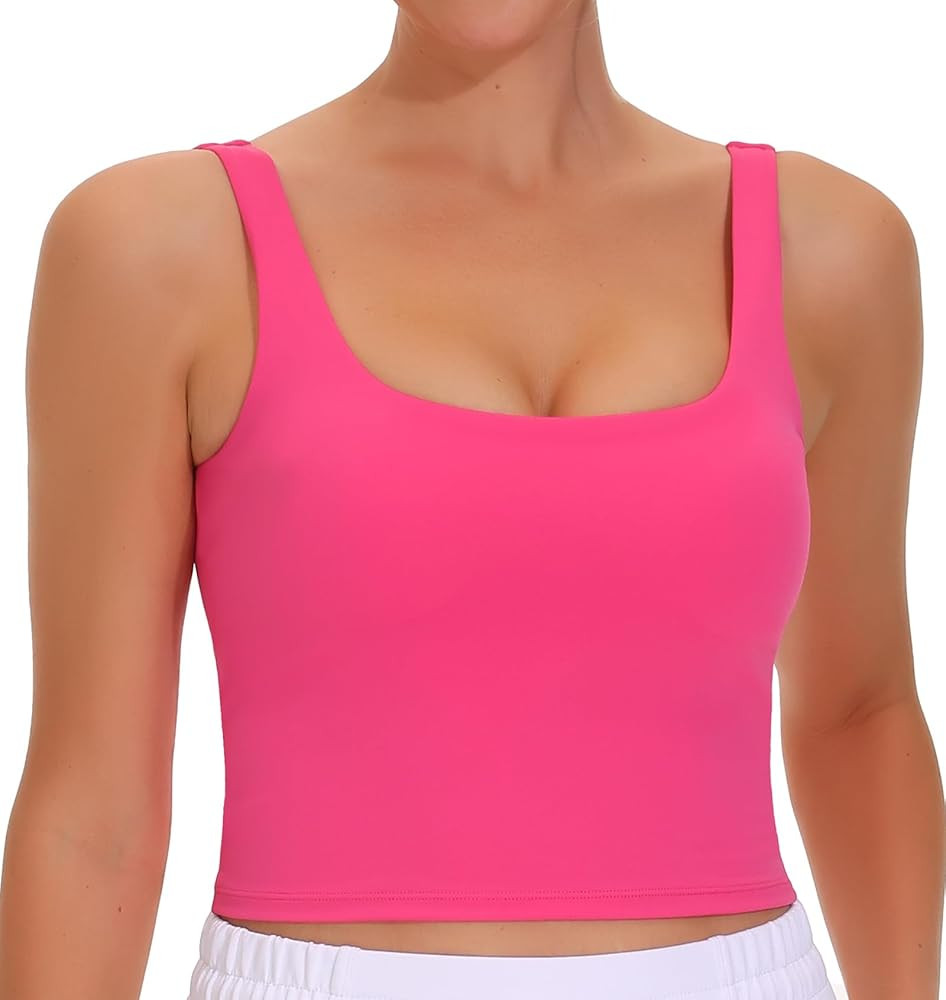 THE GYM PEOPLE Women's Square Neck Longline Sports Bra Workout Removable Padded Yoga Crop Tank To... | Amazon (US)
