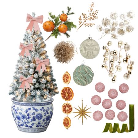 A fresh twist on Christmas decor. I’m a big fan of this color combo… Evergreen with white, blush, champagne and a citrus garland! And of course, sparkles! ✨ Check out all of these affordable Christmas tree decorations. 🎄🍊 

#LTKHoliday #LTKhome #LTKSeasonal