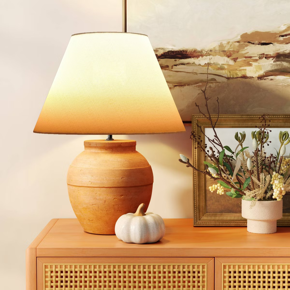 21.25"x17" Large Ceramic Table Lamp Terracotta - Threshold™ | Target