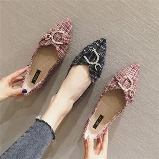 Pointed Plaid Flats | YesStyle Global