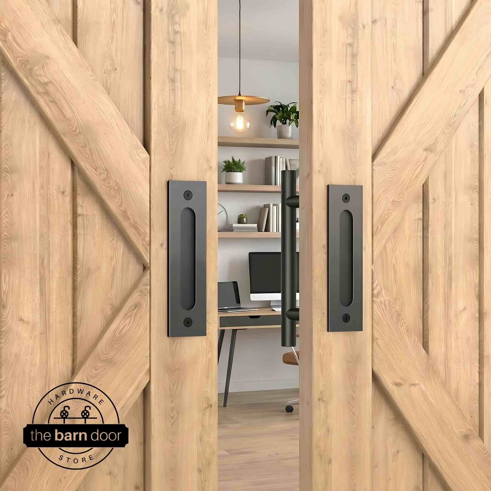 12" Round Pull & Flush Barn Door Handle Combo | The Barn Door Hardware Store