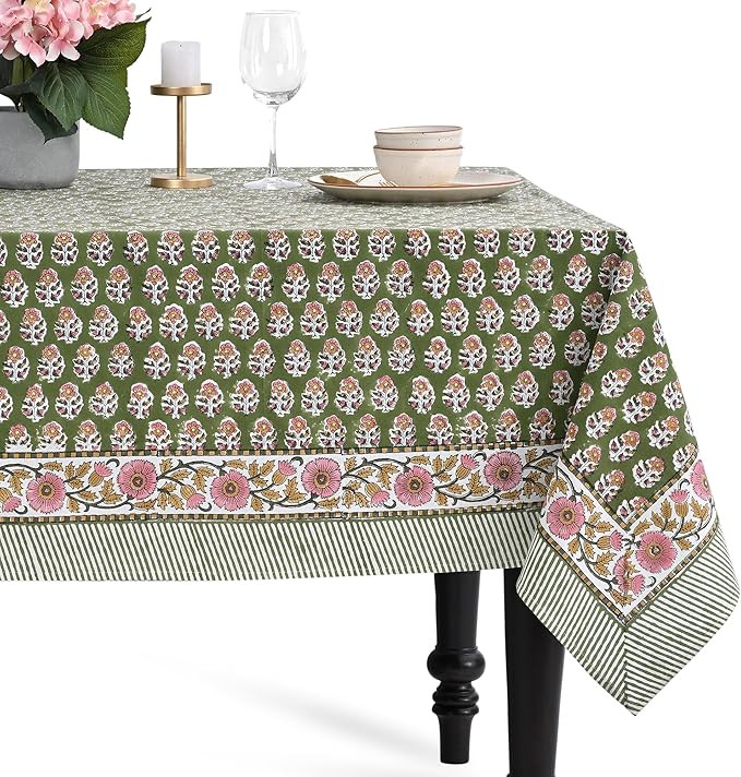 CPC Tablecloth 100% Cotton 70x118 Inch Indian Block Print Easter Rectangle Table Cover, Table Clo... | Amazon (US)