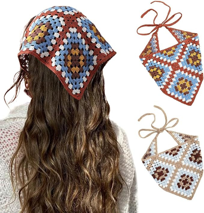 HAIMEIKANG Floral Crochet Hair Bandanas Headscarf 2 PCS Women Hair Scarf Daisy Headband Vintage H... | Amazon (US)
