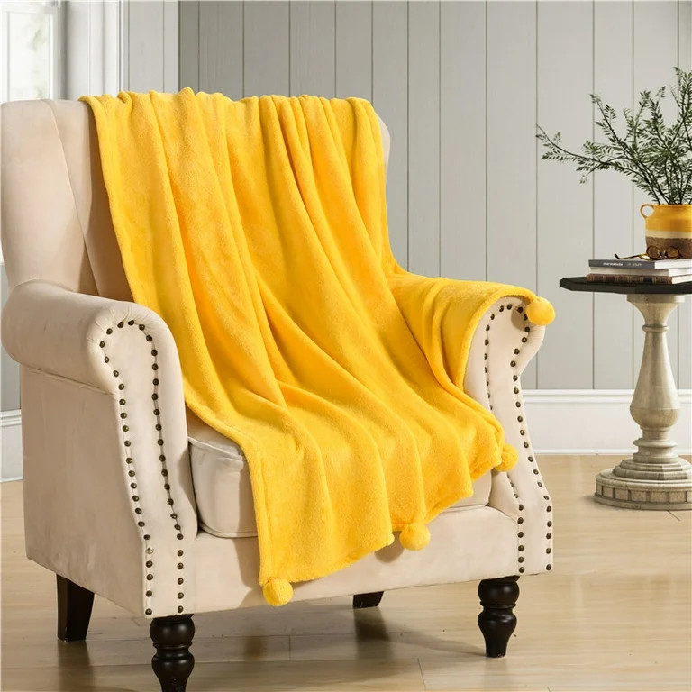 Mainstays Pom Throw Sunray Yellow, 50"x70" | Walmart (US)